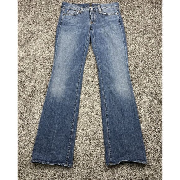 7 For All Mankind Bootcut Jeans Size 29 Low‎ Rise Stretch Dark Wash Denim - Picture 1 of 16